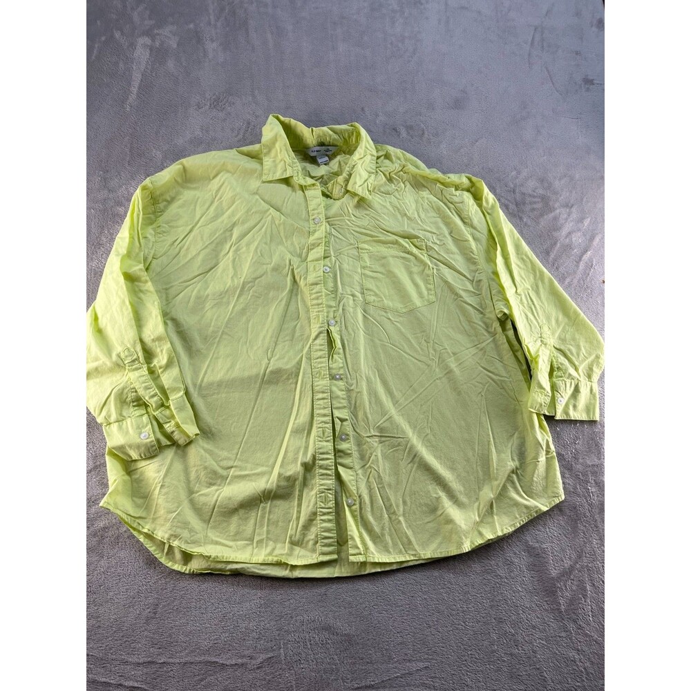 Old Navy The Boyfriend Shirt Womens Size L/P Green Button-Down Long Sleeve